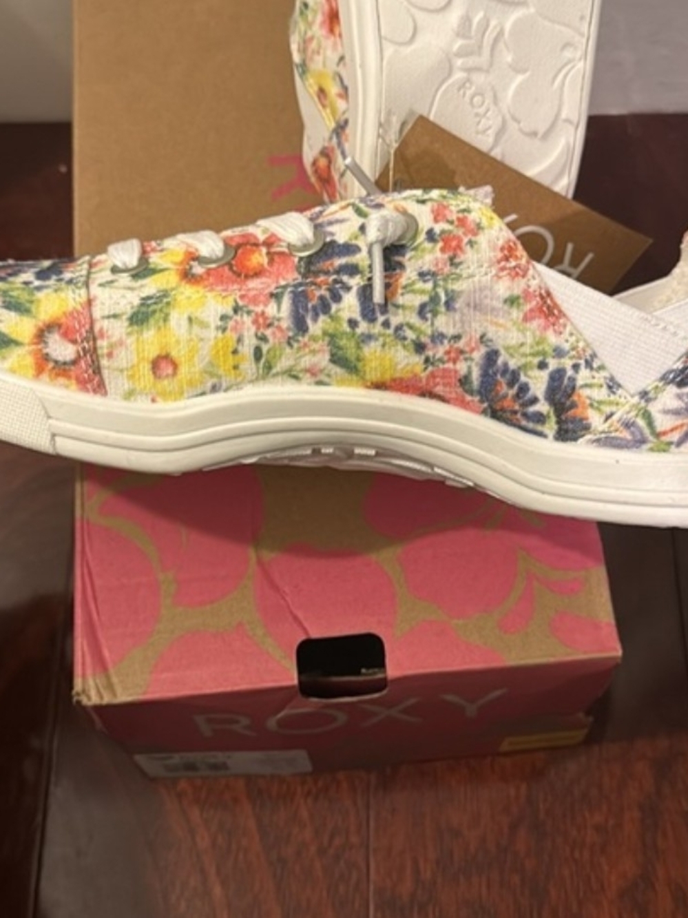 Roxy Watercolor Floral Canvas Sneakers - Super Comfortable with Squishee Insoles - Picture 3 of 6